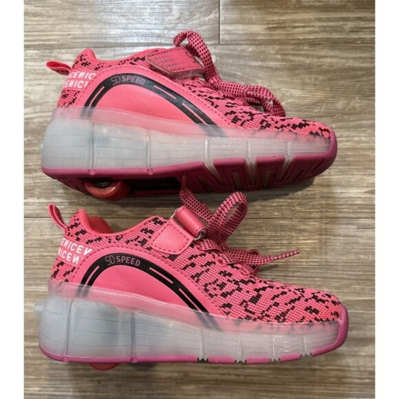 SD Speed Fashion Big Girls Youth Light Up Roller Shoes Size 1 Hot Pink - Picture 4 of 9